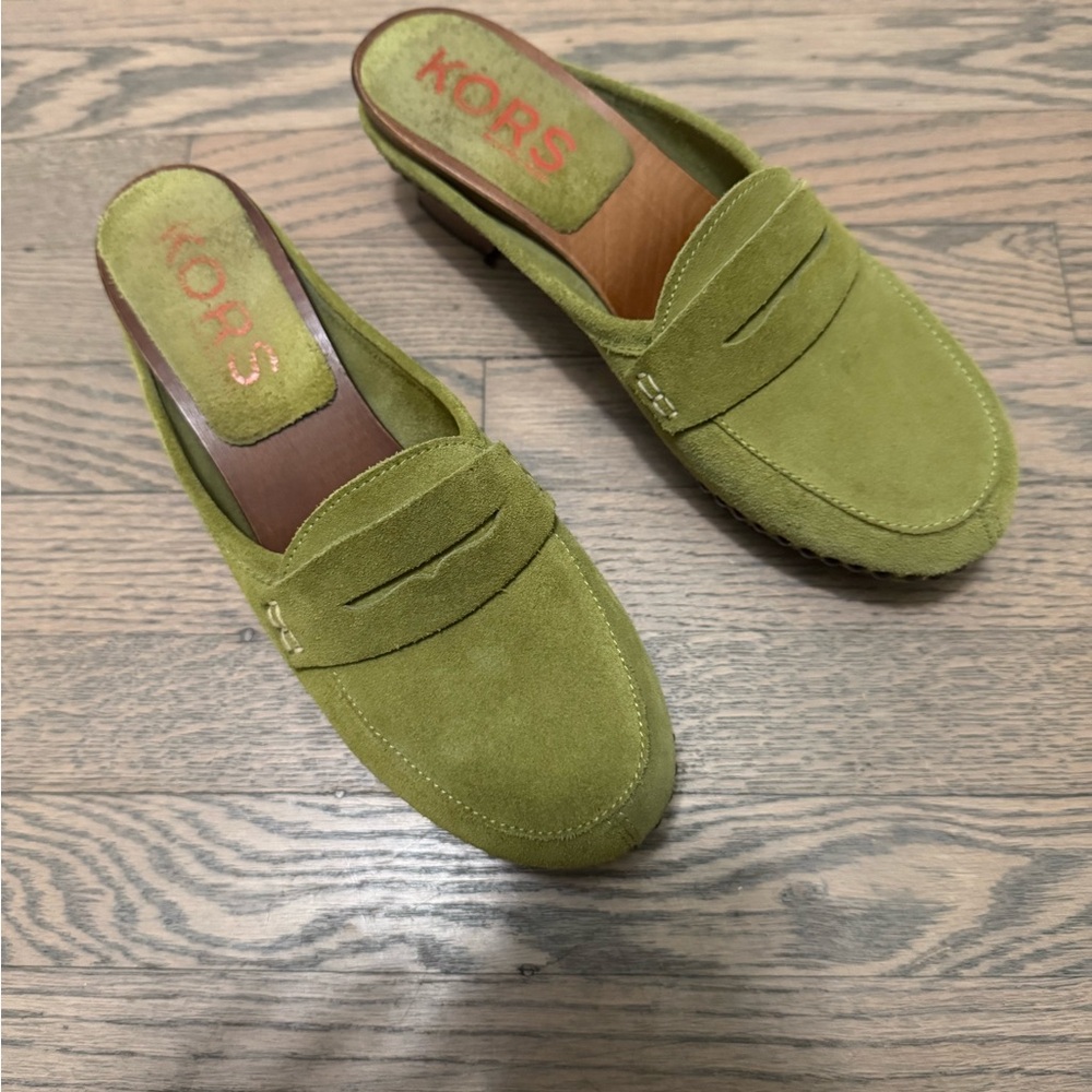 Michael Kors Green Suede Mules